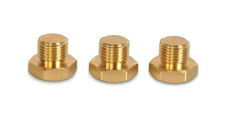 Hex Blanking Plug - M10 X 1.00 - Metric Male Thread - BRASS 3pcs